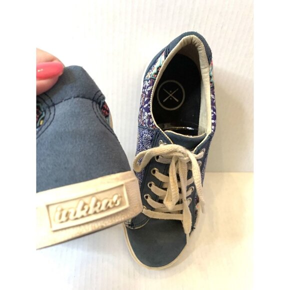 Canvas Native Tennis Shoes Women's 9 Men's 7 Blue Floral Patchwork bohemian - Picture 8 of 14